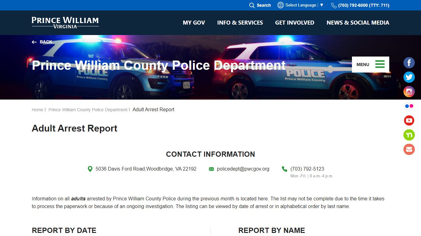 Adult Arrest Report - Prince William County, Virginia